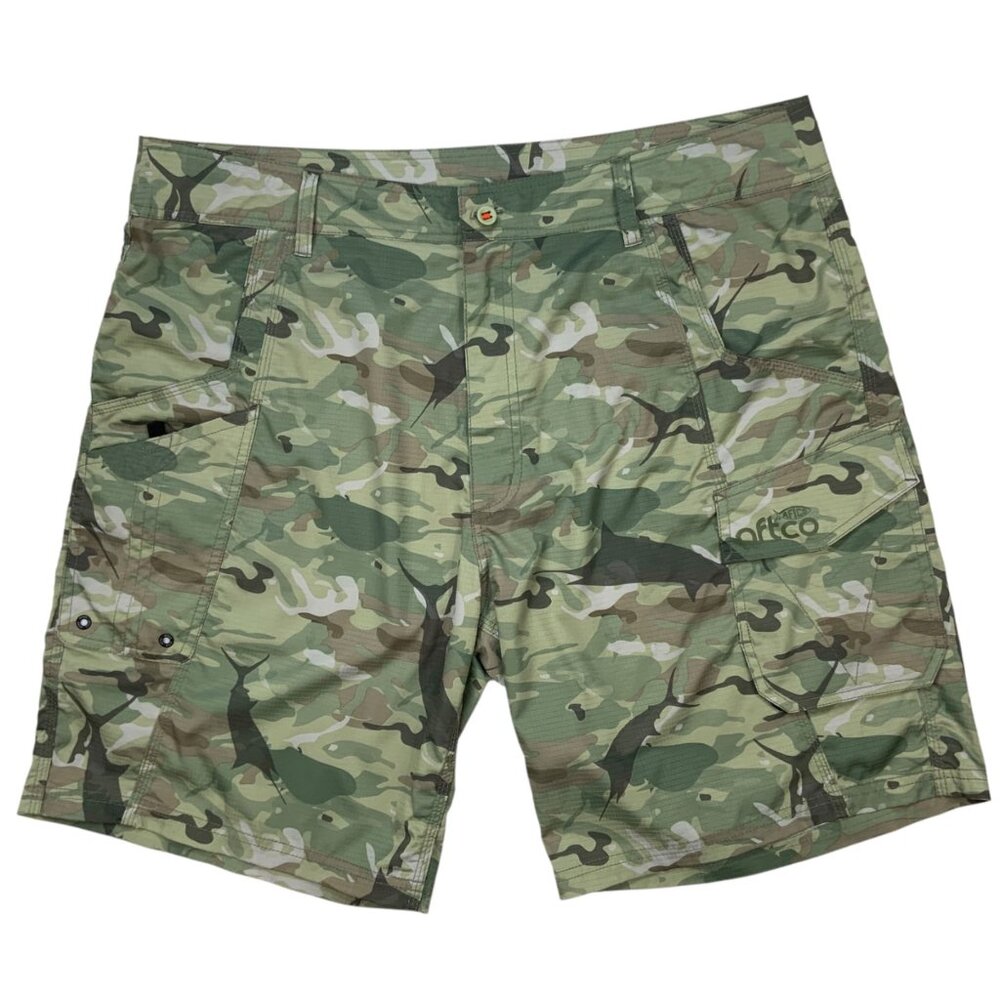 AFTCO Tactical Fishing Cargo Short 40 Green Camouflage - Picture 12 of 12